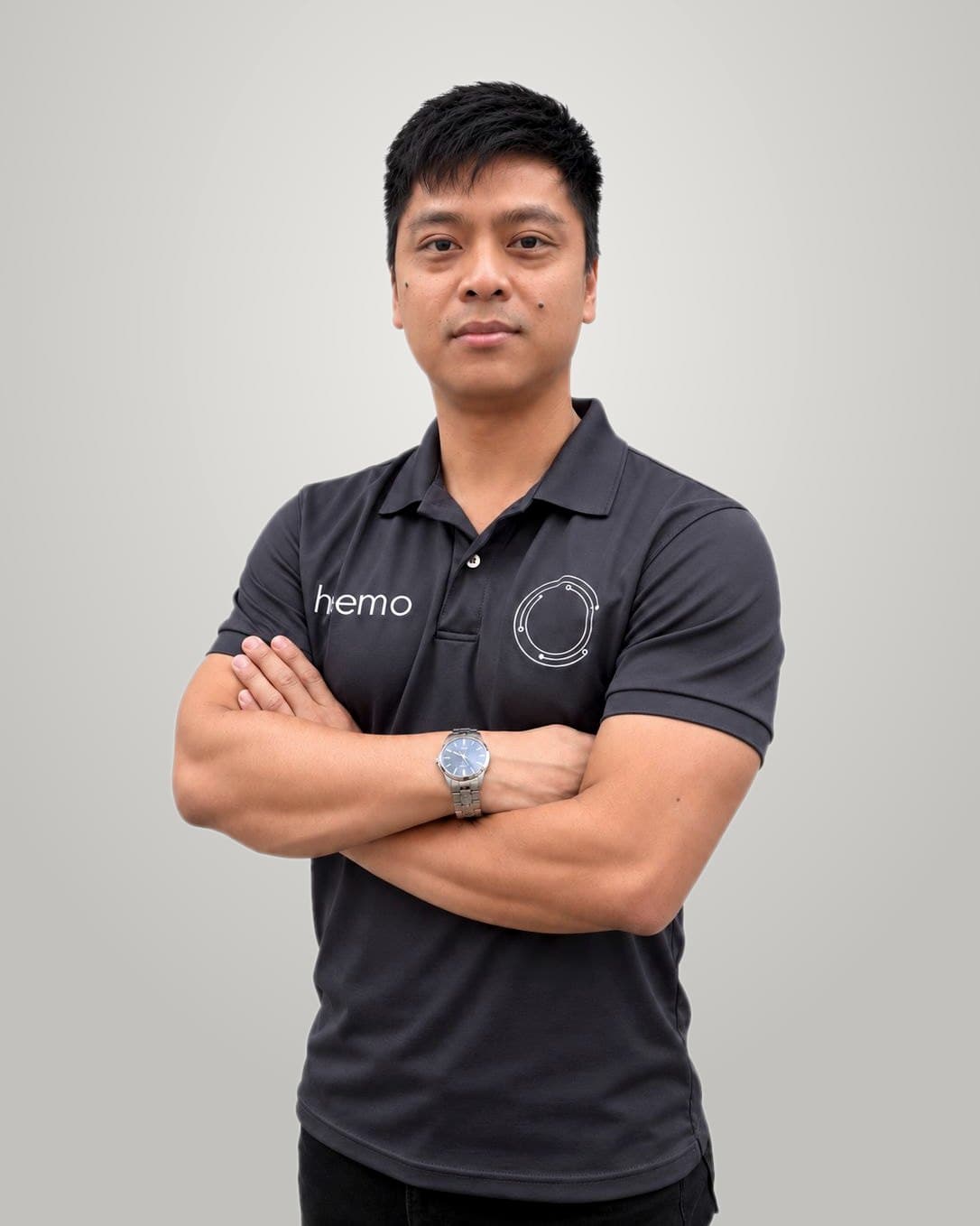 Robert Moya, founder of Heemo, in the Heemo polo